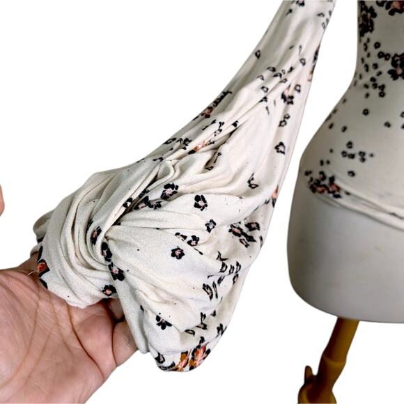 Free People To The Tropics Blouson Top Small Floral Puff Sleeve Boho Cottagecore - Picture 5 of 12